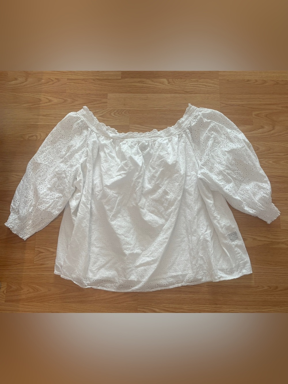 Lane Bryant White Eyelet Off-Shoulder Blouse with Puff Sleeves